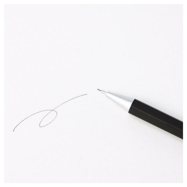 MUJI 無印良品木軸六角自動筆附橡皮擦/0.5mm.黑