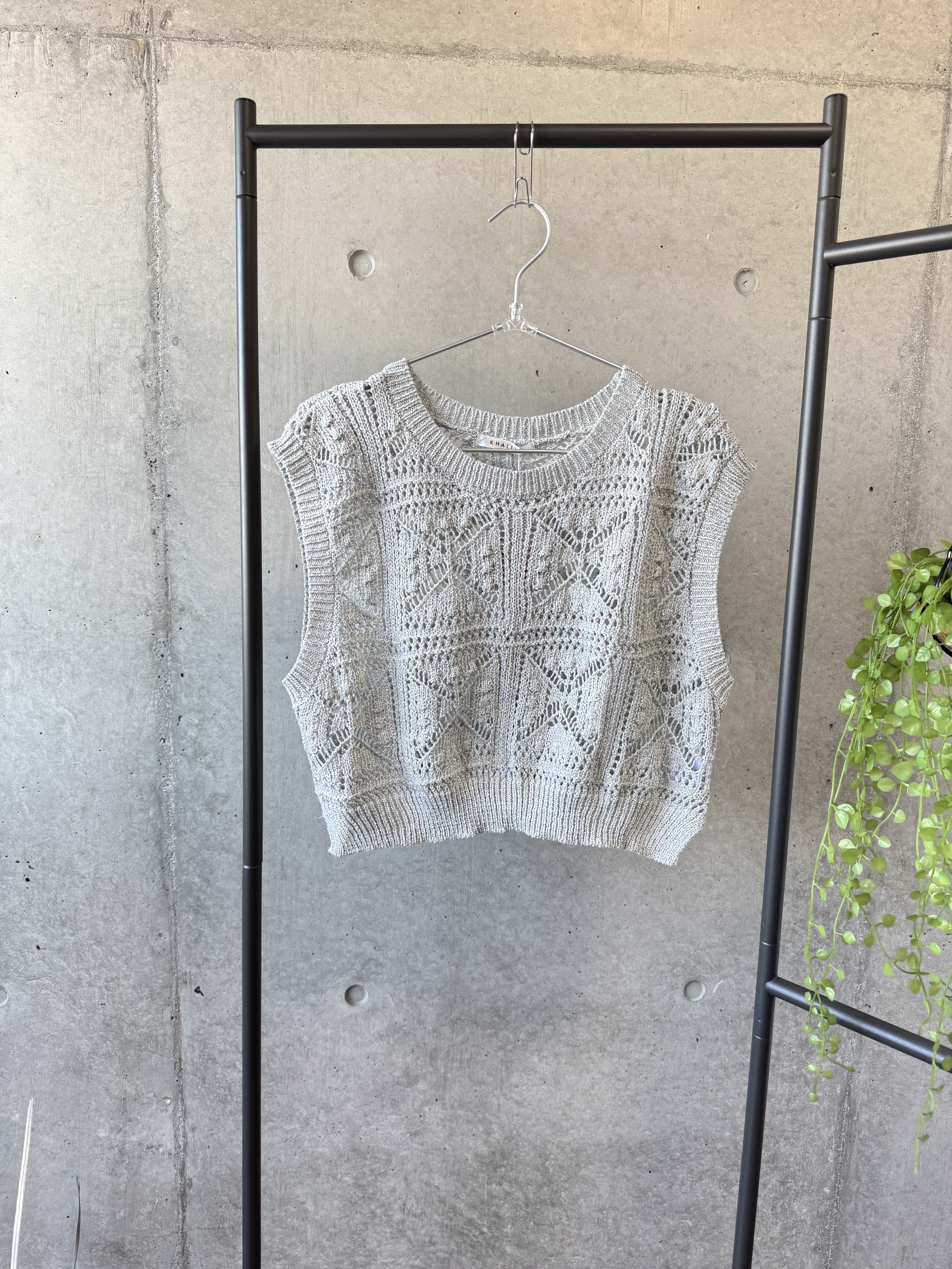 淺灰色復古風小心機針織背心【日本直送】