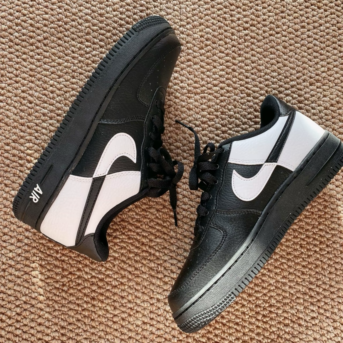Nike Air Force 1 Next Nature GS Black White 黑白熊貓 拼接 陰陽 AF1 低筒休閒鞋