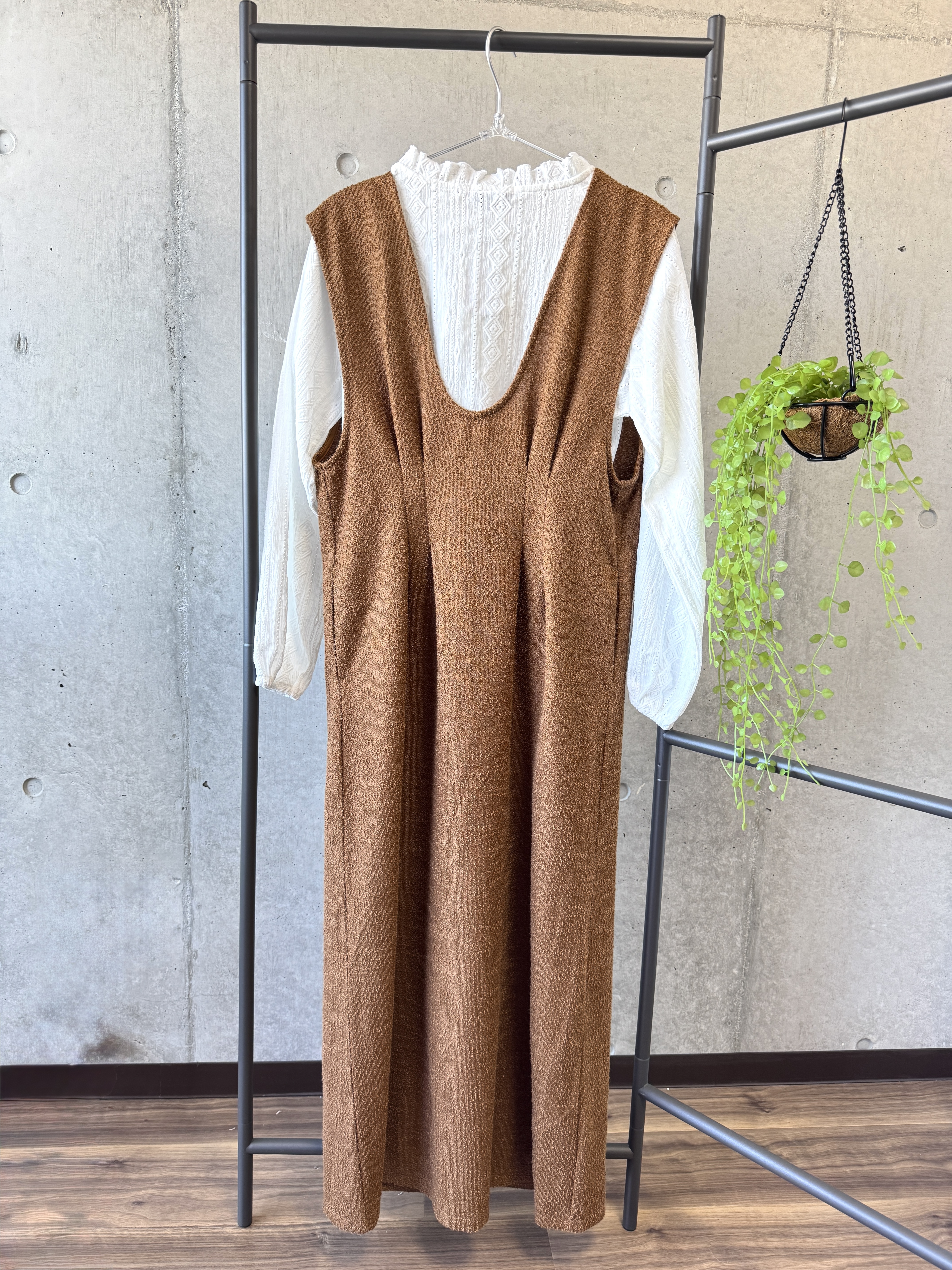 {Special Price} 雙面穿暖焦糖色RAW毛布料低領背心裙【日本直送】