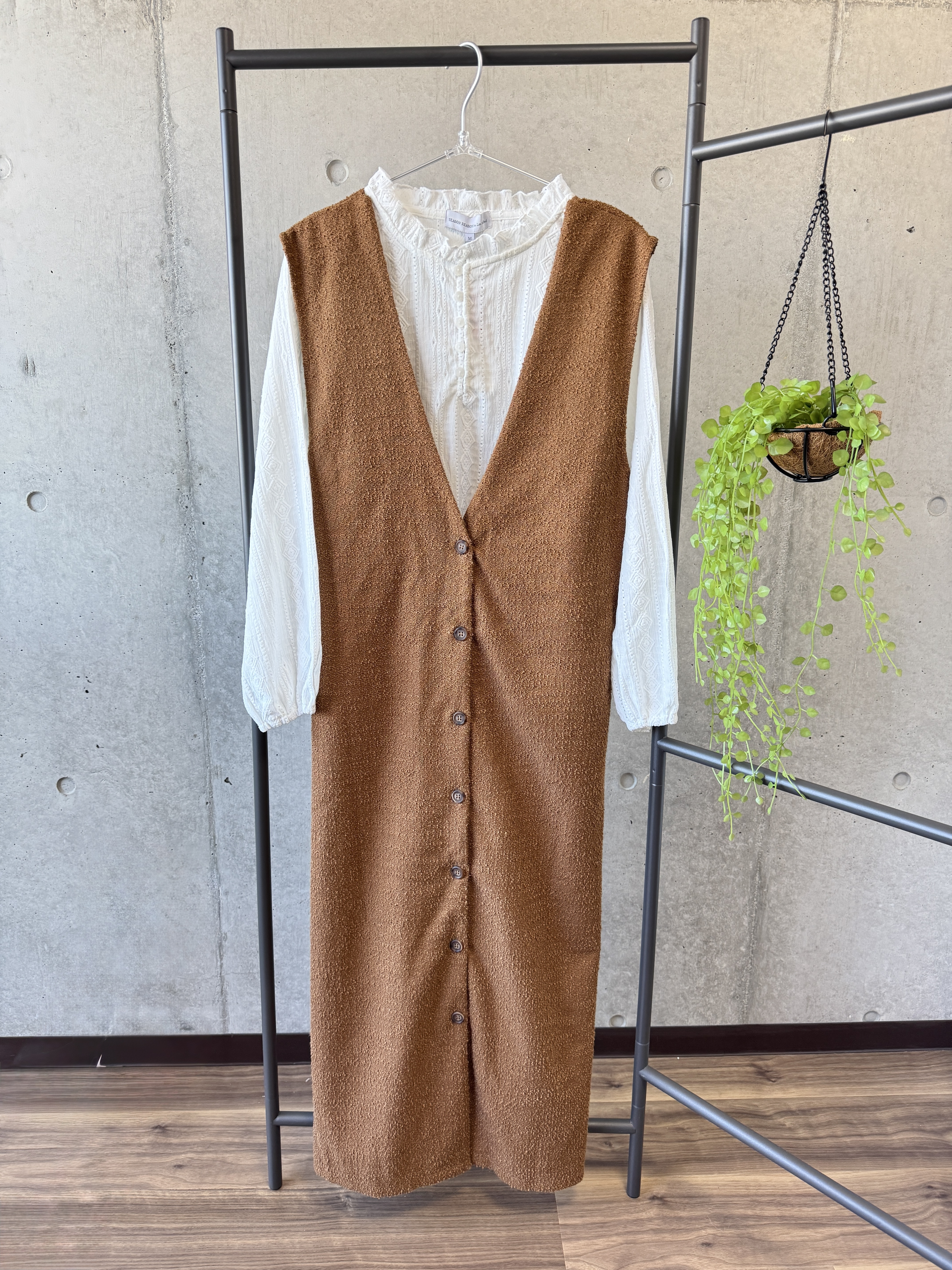 {Special Price} 雙面穿暖焦糖色RAW毛布料低領背心裙【日本直送】