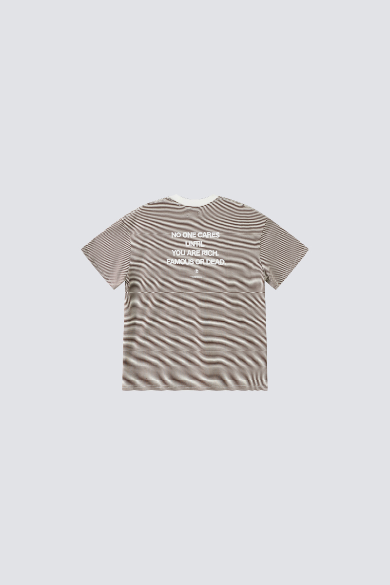 "No One Cares" Strips Essential Tee｜Brown｜Hong Kong Original Design