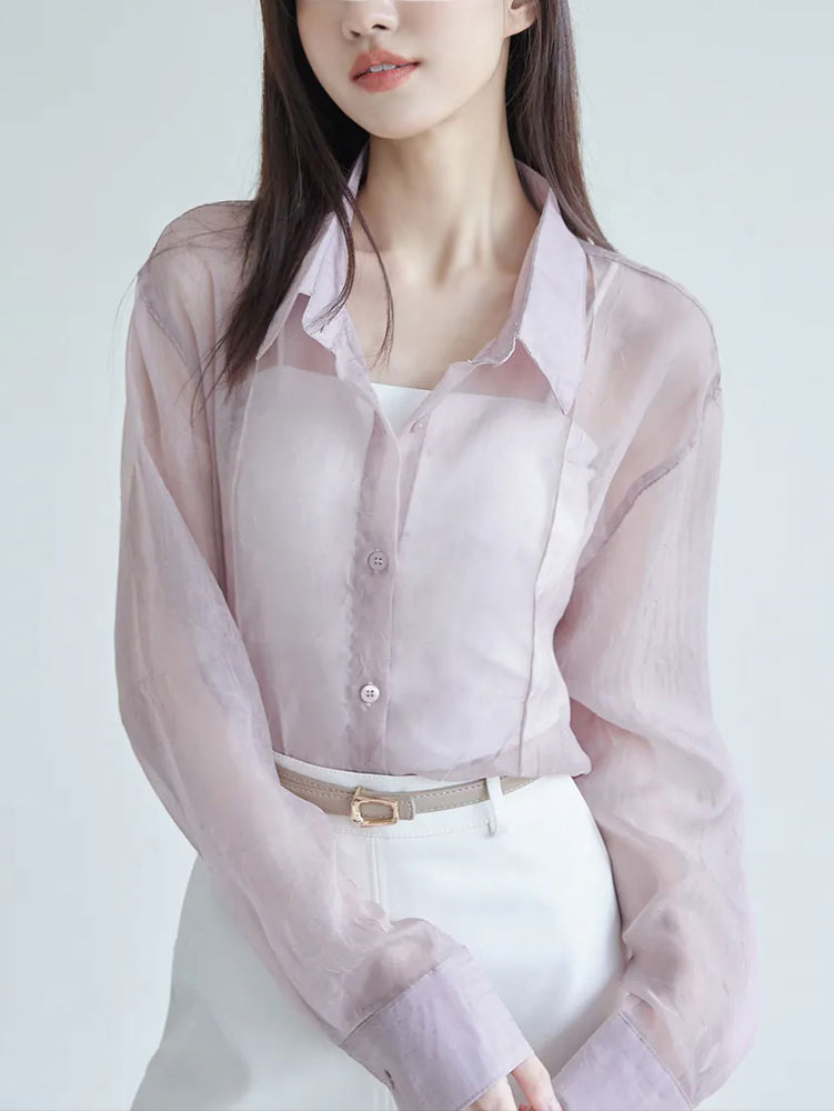 SALE800  OH！HER 親柔透肌薄紗襯衫
