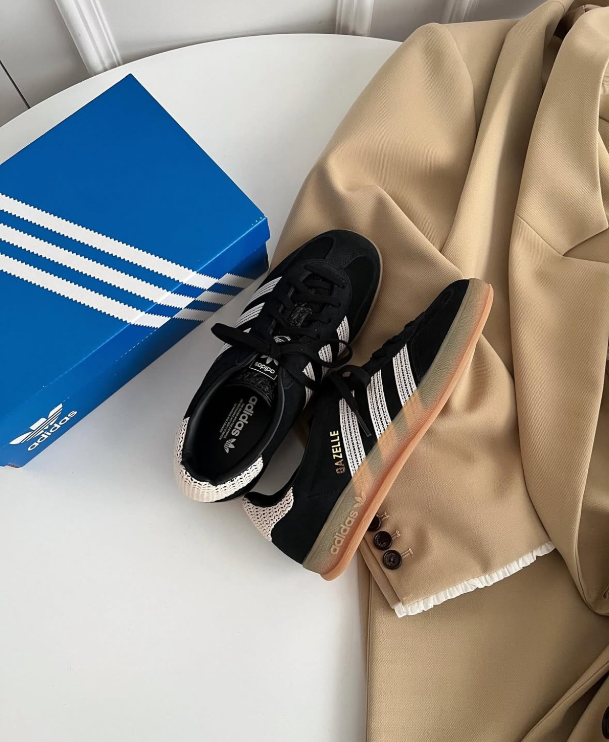 Adidas Originals Gazelle 黑白色 編織 麂皮 焦糖底 復古 德訓鞋 T頭鞋 JI2755/預購