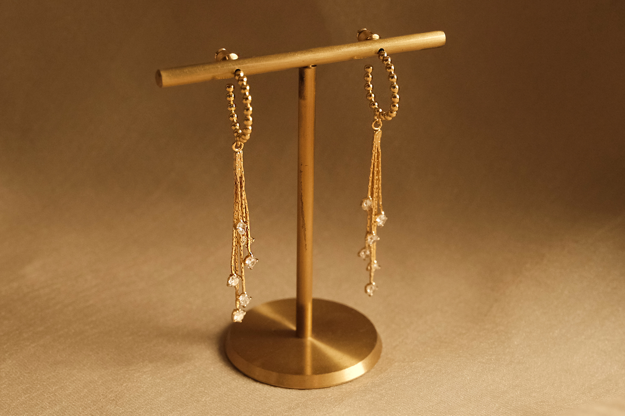 黃銅飾品, 耳環, 飾品, 黃銅, 鋯石, 鍍18K金, 18KGP, 流蘇, 氣質