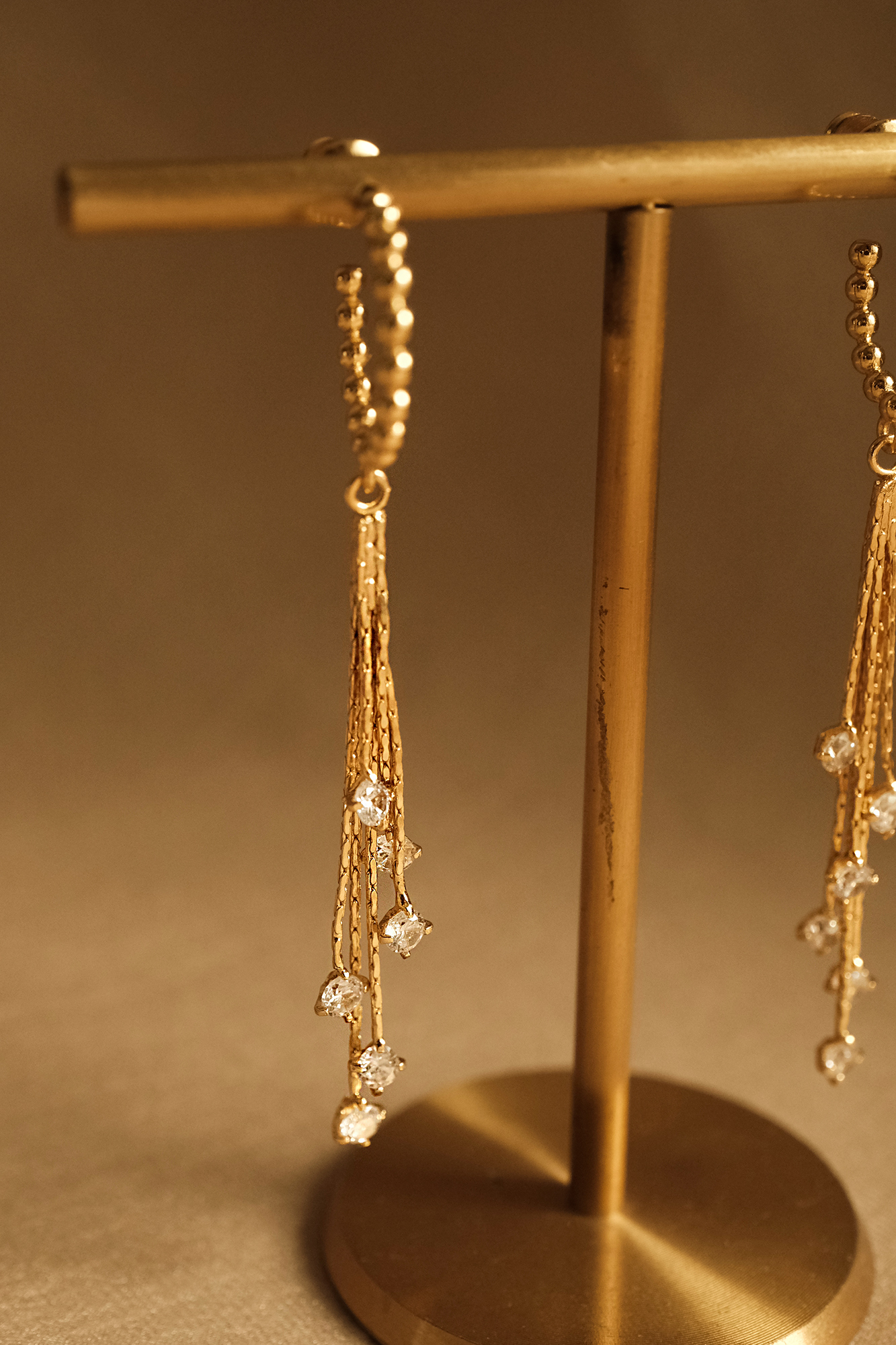 黃銅飾品, 耳環, 飾品, 黃銅, 鋯石, 鍍18K金, 18KGP, 流蘇, 氣質