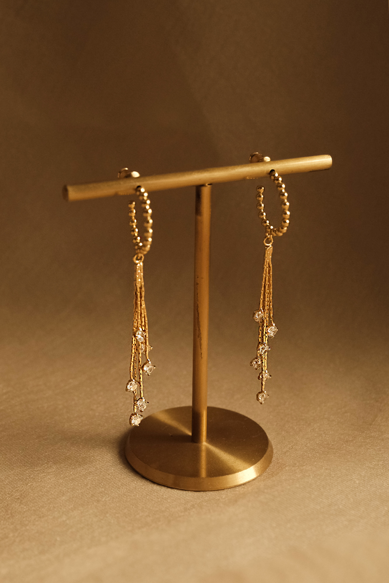 黃銅飾品, 耳環, 飾品, 黃銅, 鋯石, 鍍18K金, 18KGP, 流蘇, 氣質