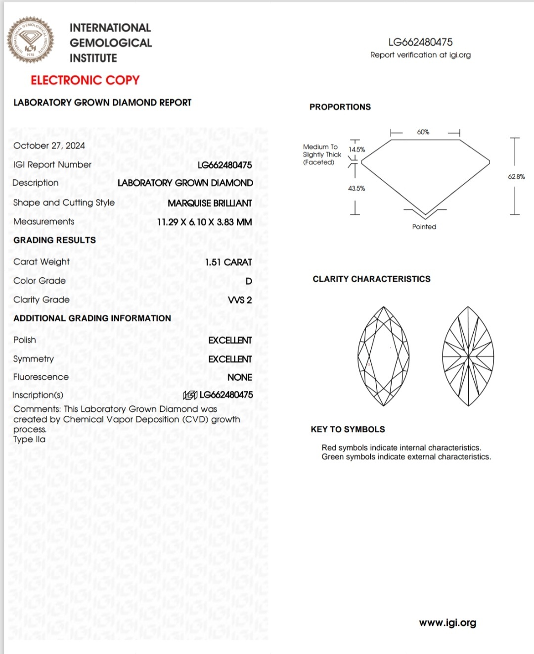 IGI LAB GROWN 1.51 D VVS2 2EX NON