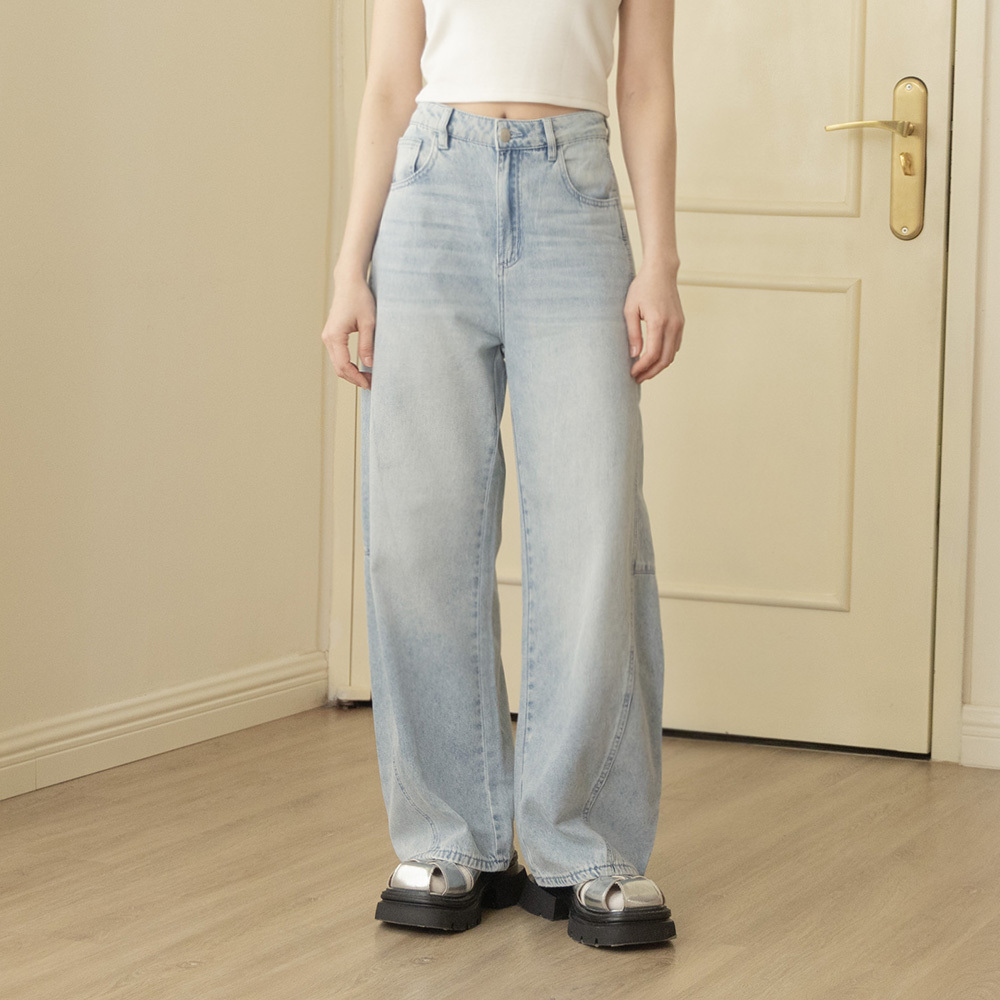 Tapered jeans with textured panels S/M/L【04011785】in stock+pre-order