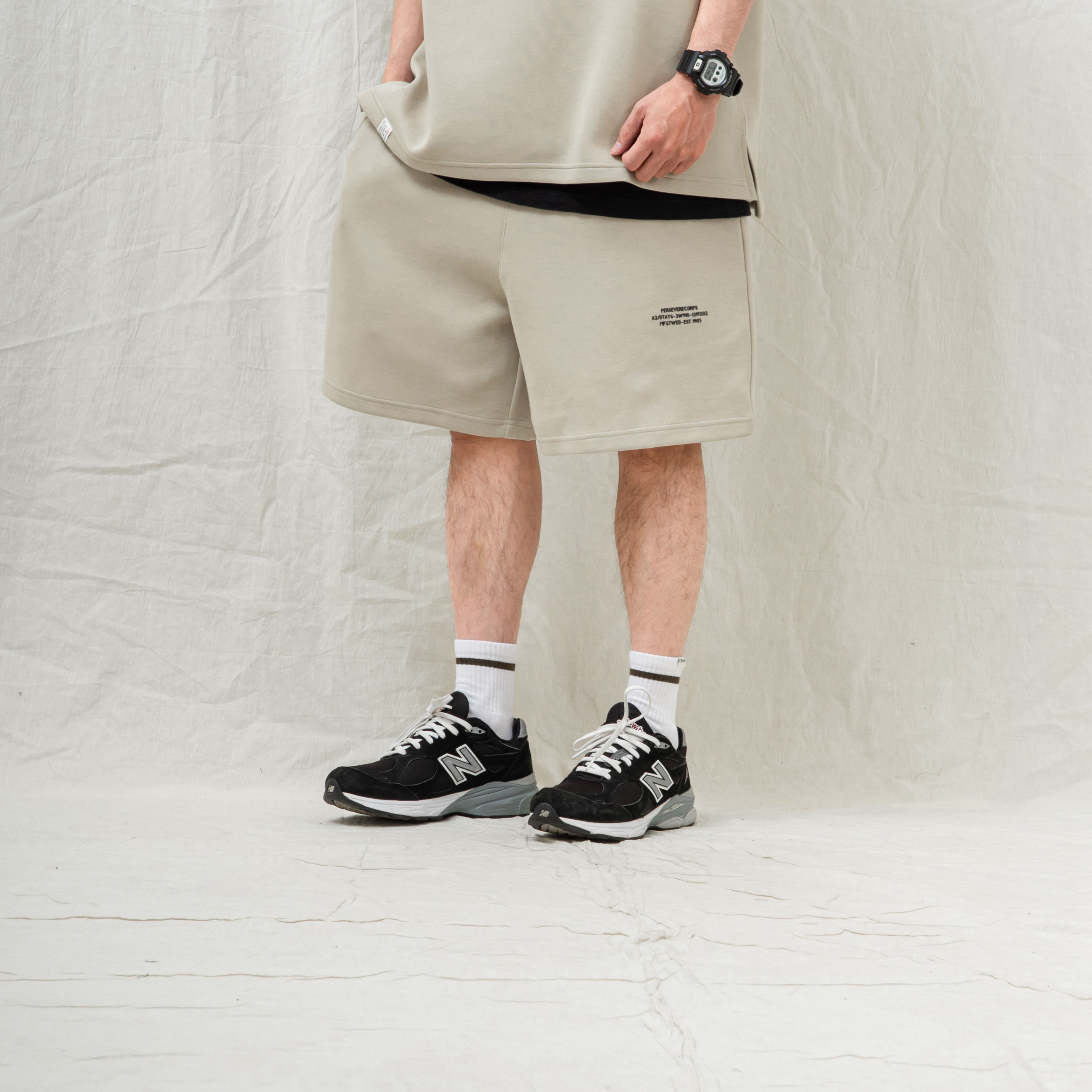 PERSEVERE  寬版舒適棉質短褲 厚磅 沙 24 S/S Anti-Wrinkle Casual Shorts