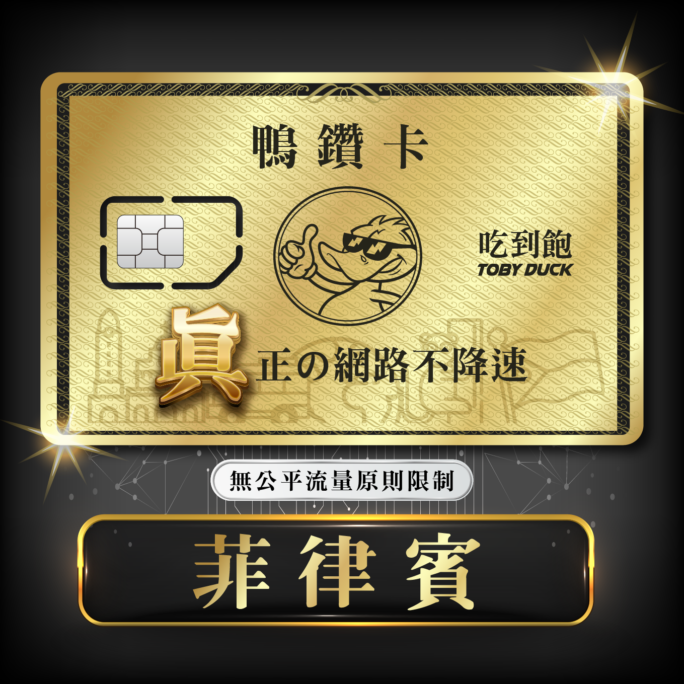 【鴨哥鴨鑽卡】菲律賓 無限流量 吃到飽不降速 4G上網卡 隨插即用 SIM