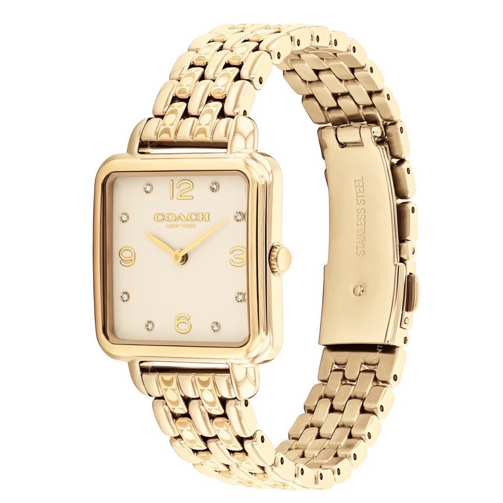 【COACH】優雅方形C LOGO鏈帶腕錶CO14504495 28mm 現代鐘錶