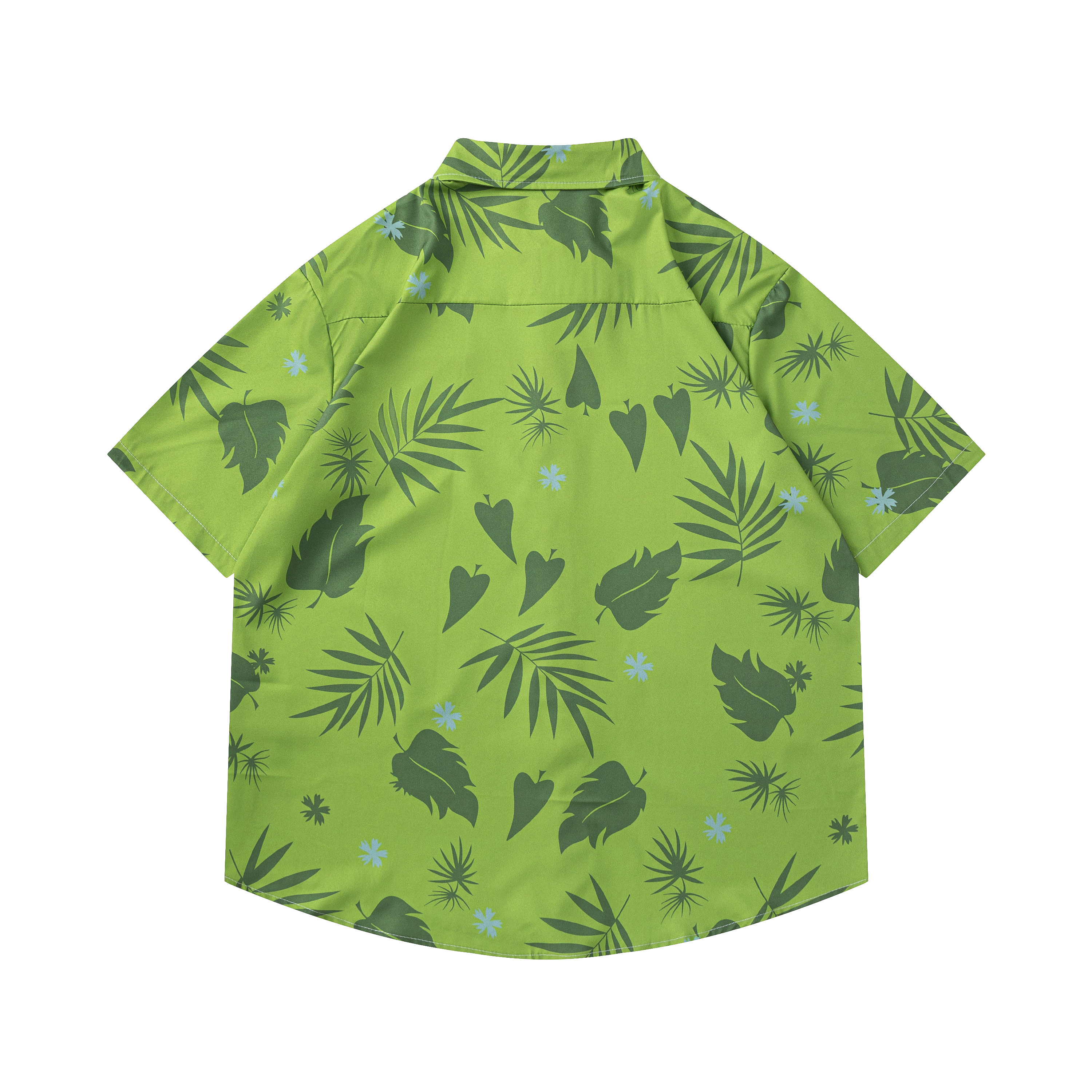 花襯衫 綠葉 心型草