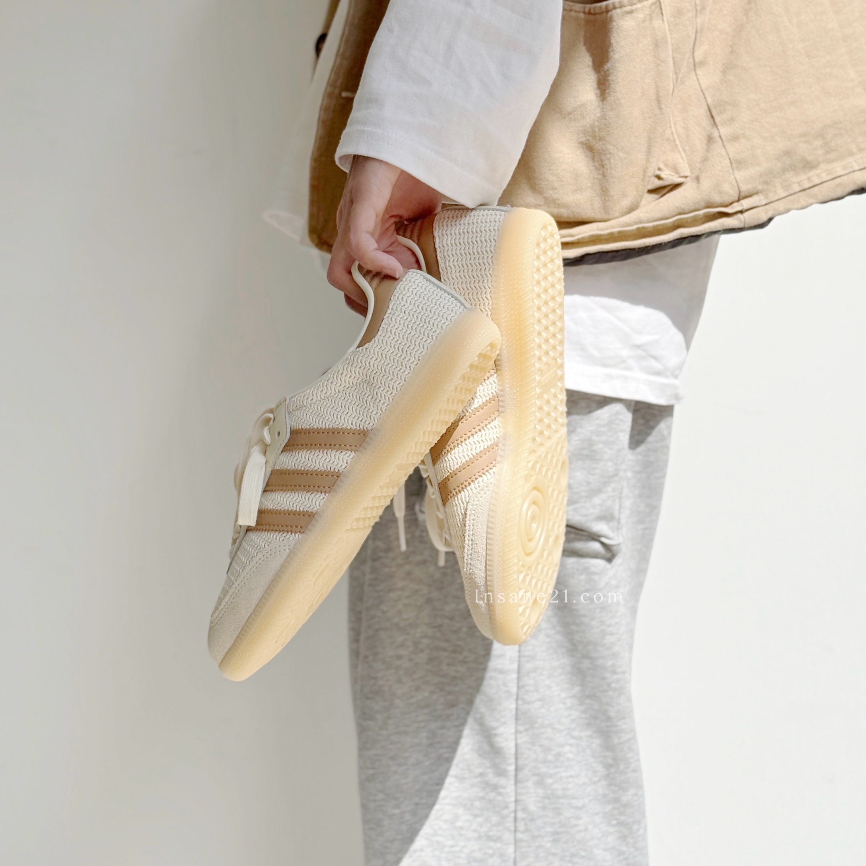 ADIDAS SAMBA OG 榛果拿鐵 編織鞋 華夫格 休閒鞋 奶油色 中性鞋款 JI3185