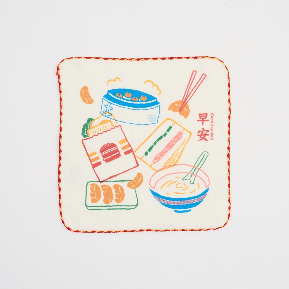 Square Gauze Towel/Breakfast in Taiwan/Taiwanese Neon Color