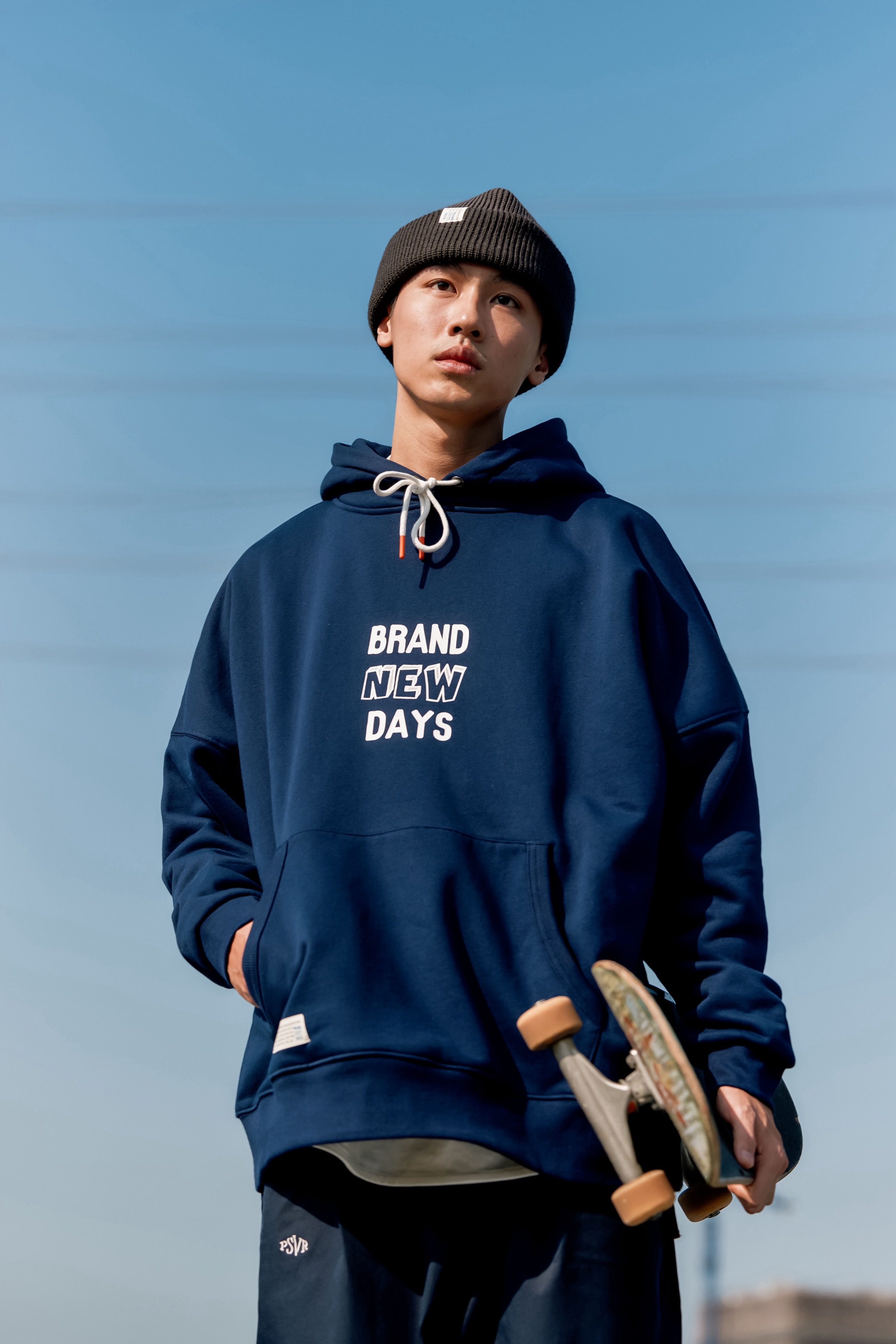 PERSEVERE X Plain-me 文字圖像連帽T恤 聯名款 刷毛 深藍/鴨綠 23 A/W Hoodie