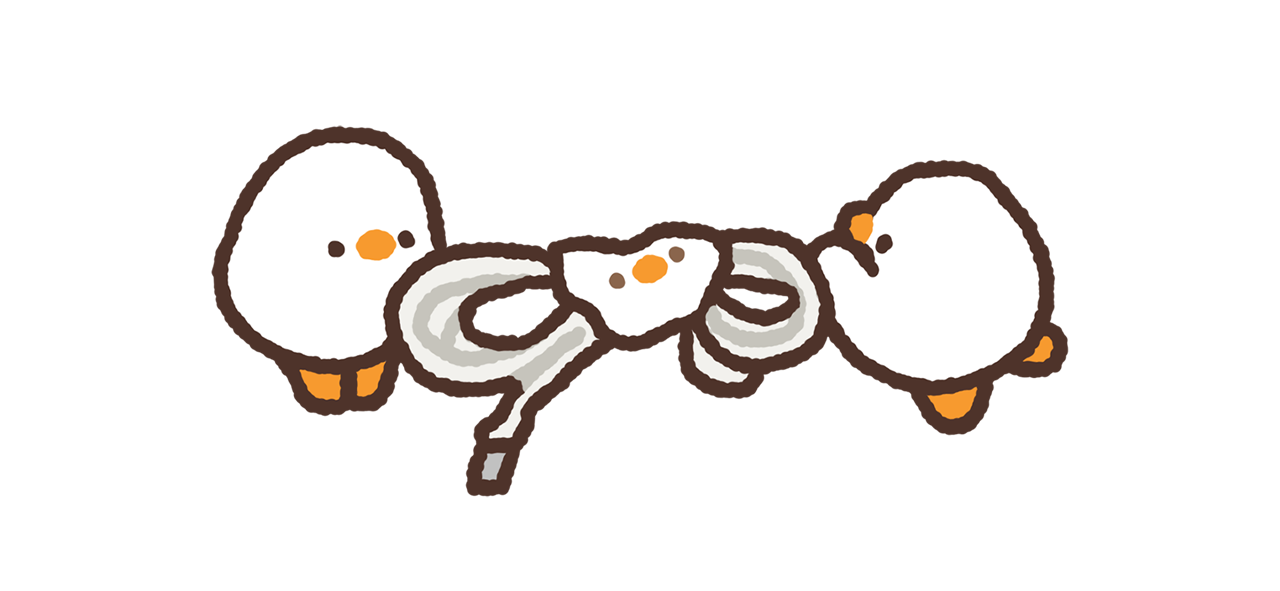 小鴨鴨使用自黏束線帶的插畫