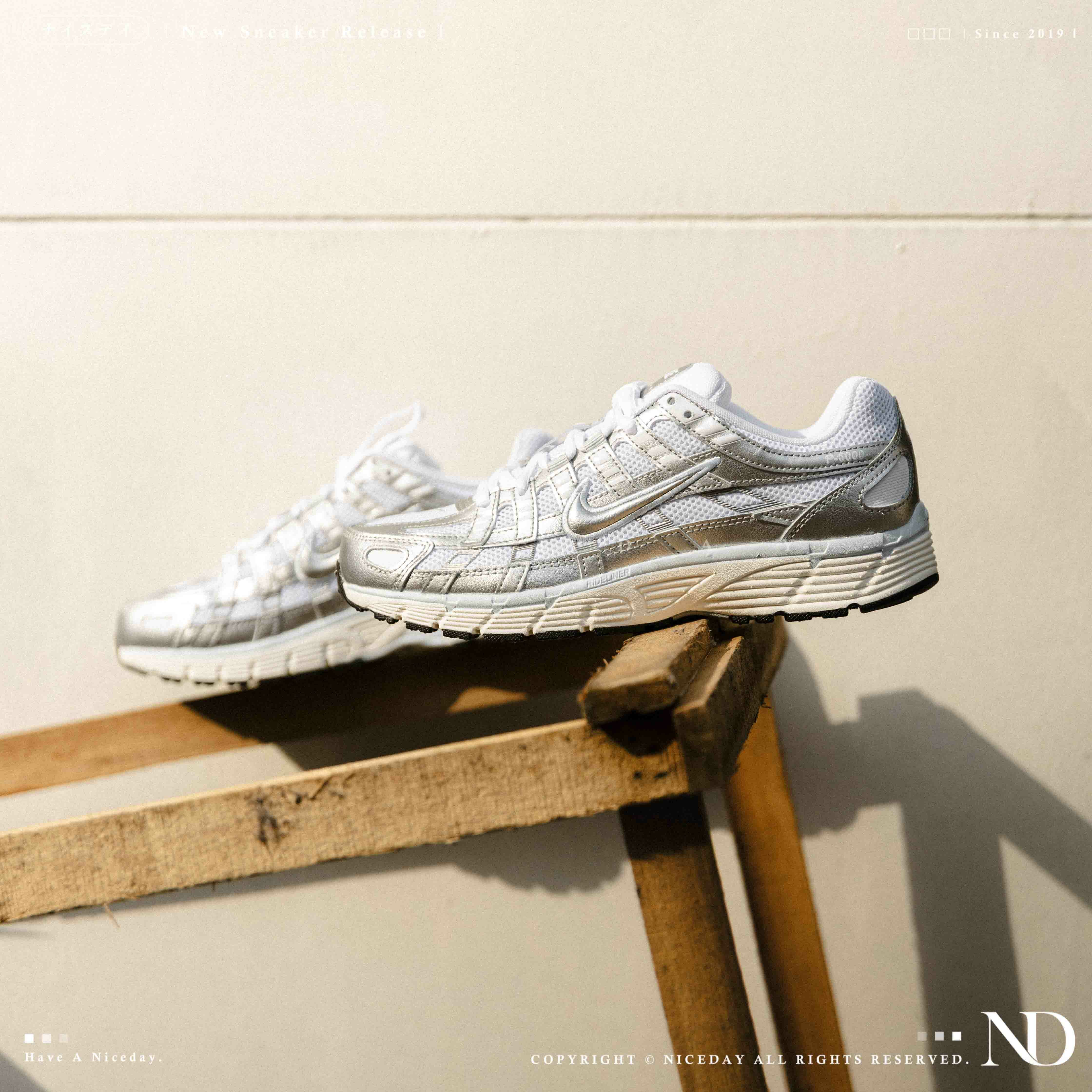 NICEDAY 現貨 Nike P-6000 白銀 白色 銀邊 眩光 女鞋 BV1021-106