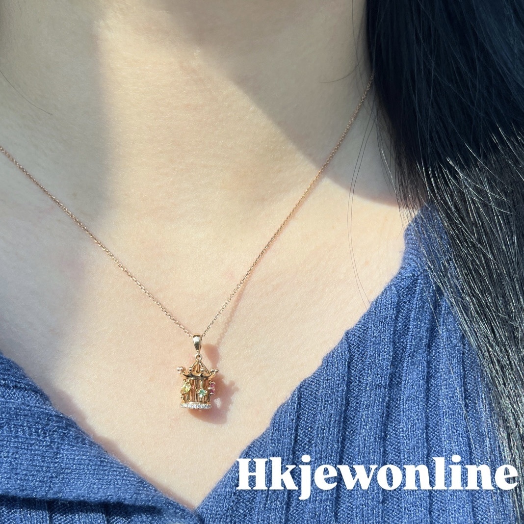 🎠 18K  Rose Gold Merry-Go-Round Pendant ( Chain Included )