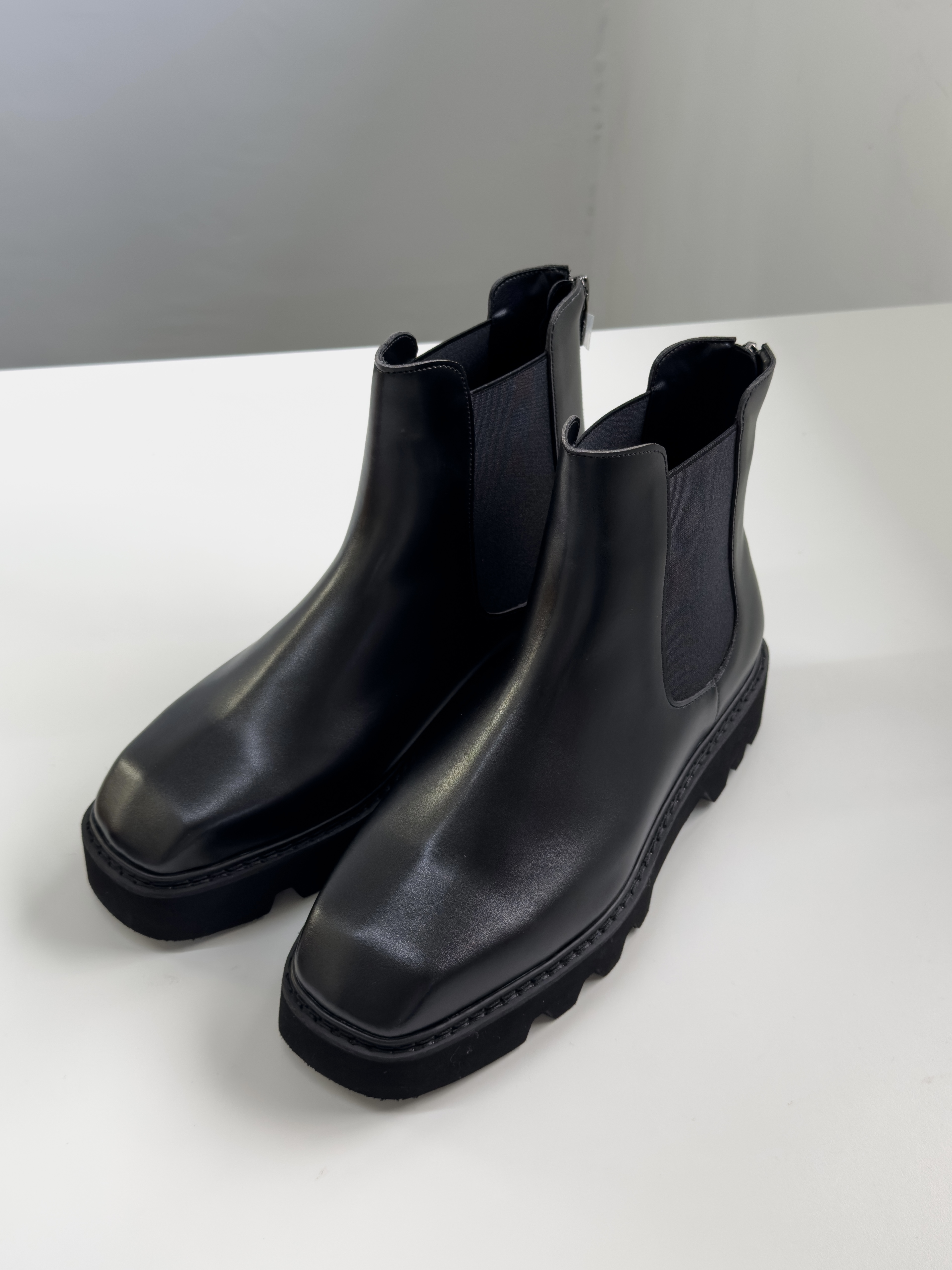 韓國方頭高筒皮鞋