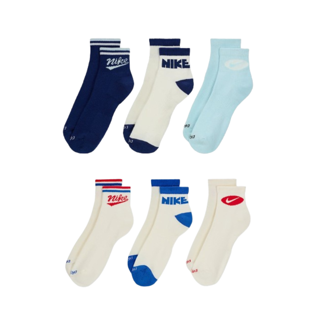 NIKE EVERYDAY PLUS 復古運動風 腳踝襪 三雙入 藍 HJ9340-902 白 HJ9340-901