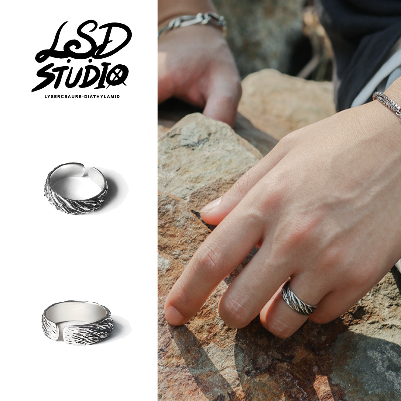 石紋極簡設計開口戒指【ACCY60】