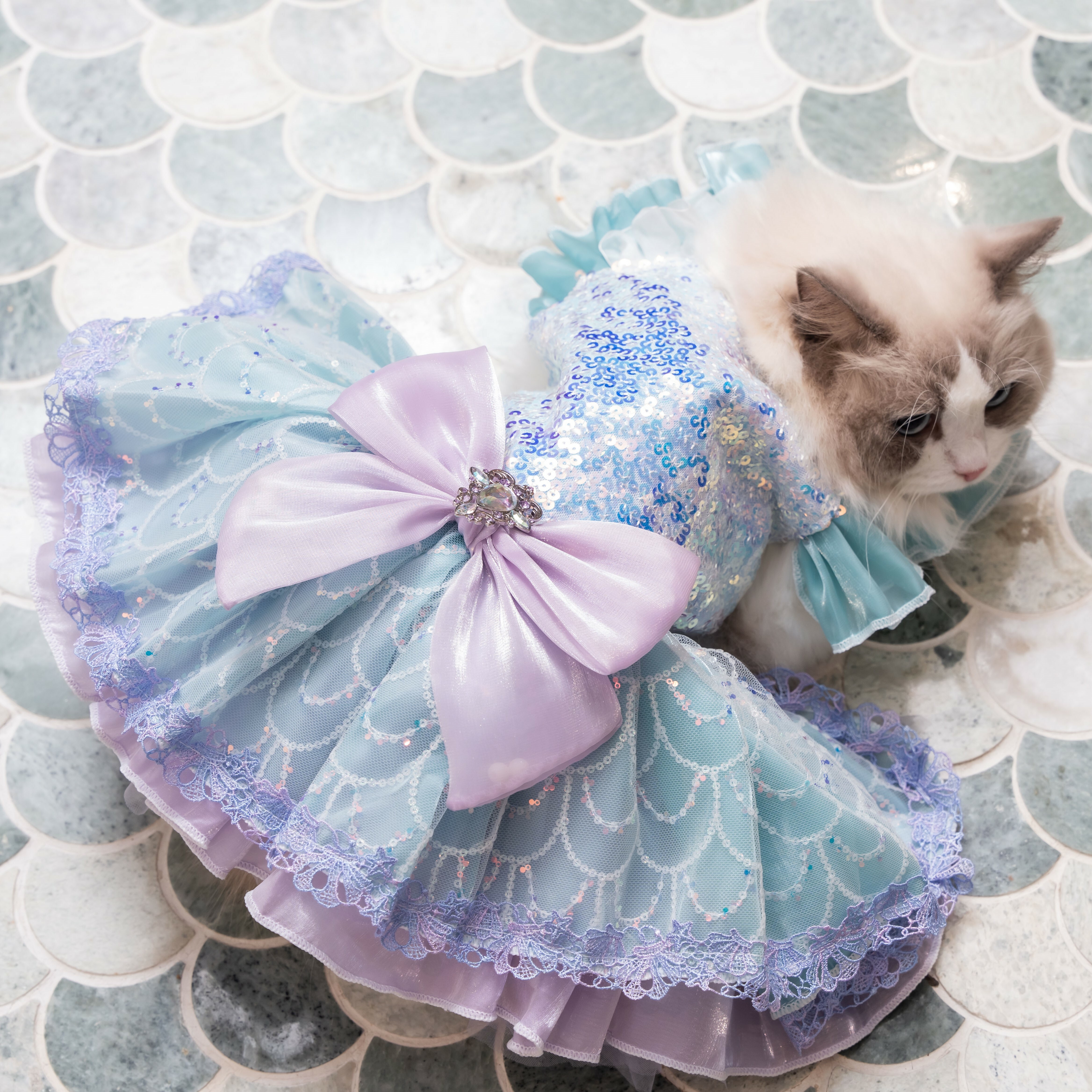 Shiny Turquoise Sequin Princess Dress