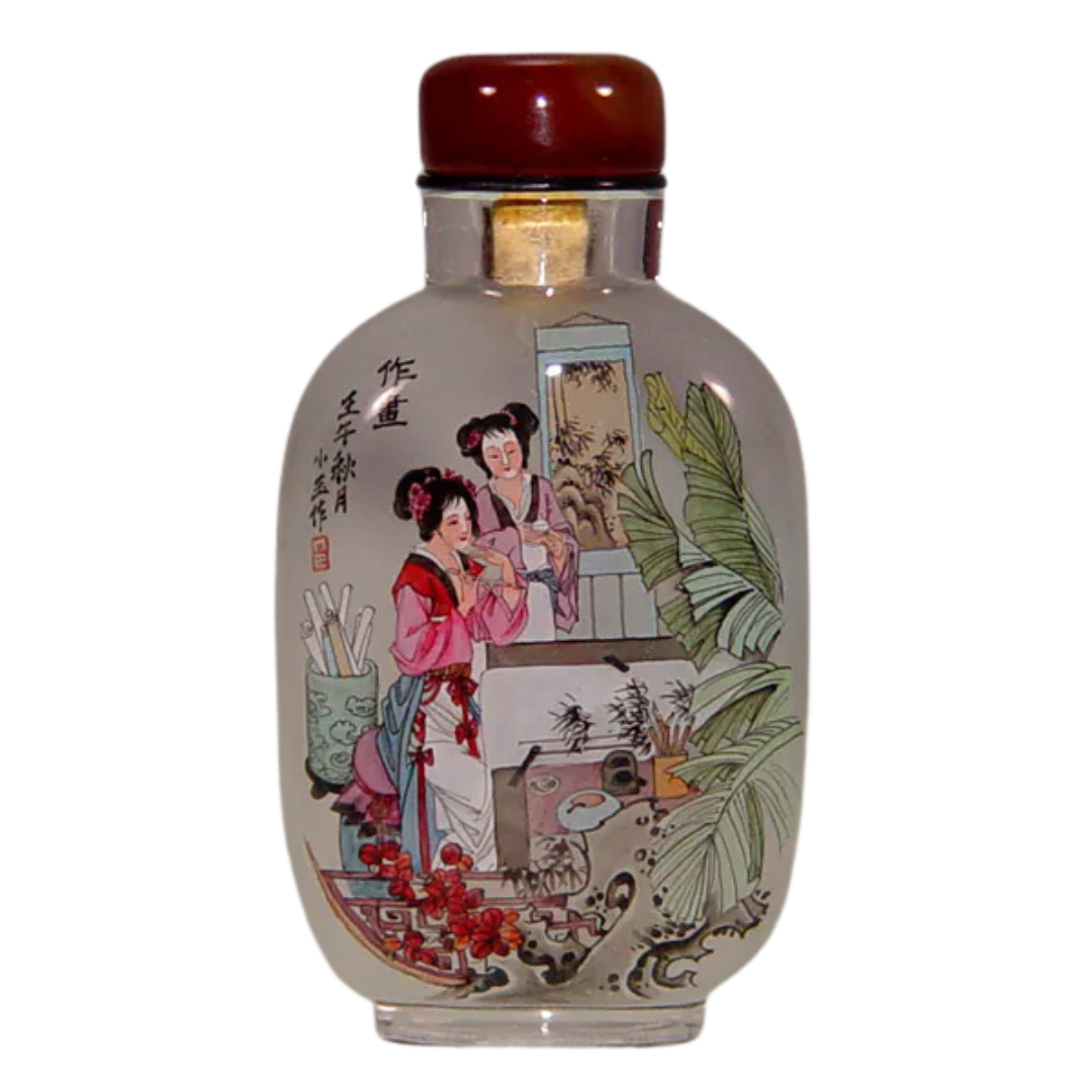 作畫仕女圖鼻煙壺 傳統筆墨演繹古典韻味與藝術匠心