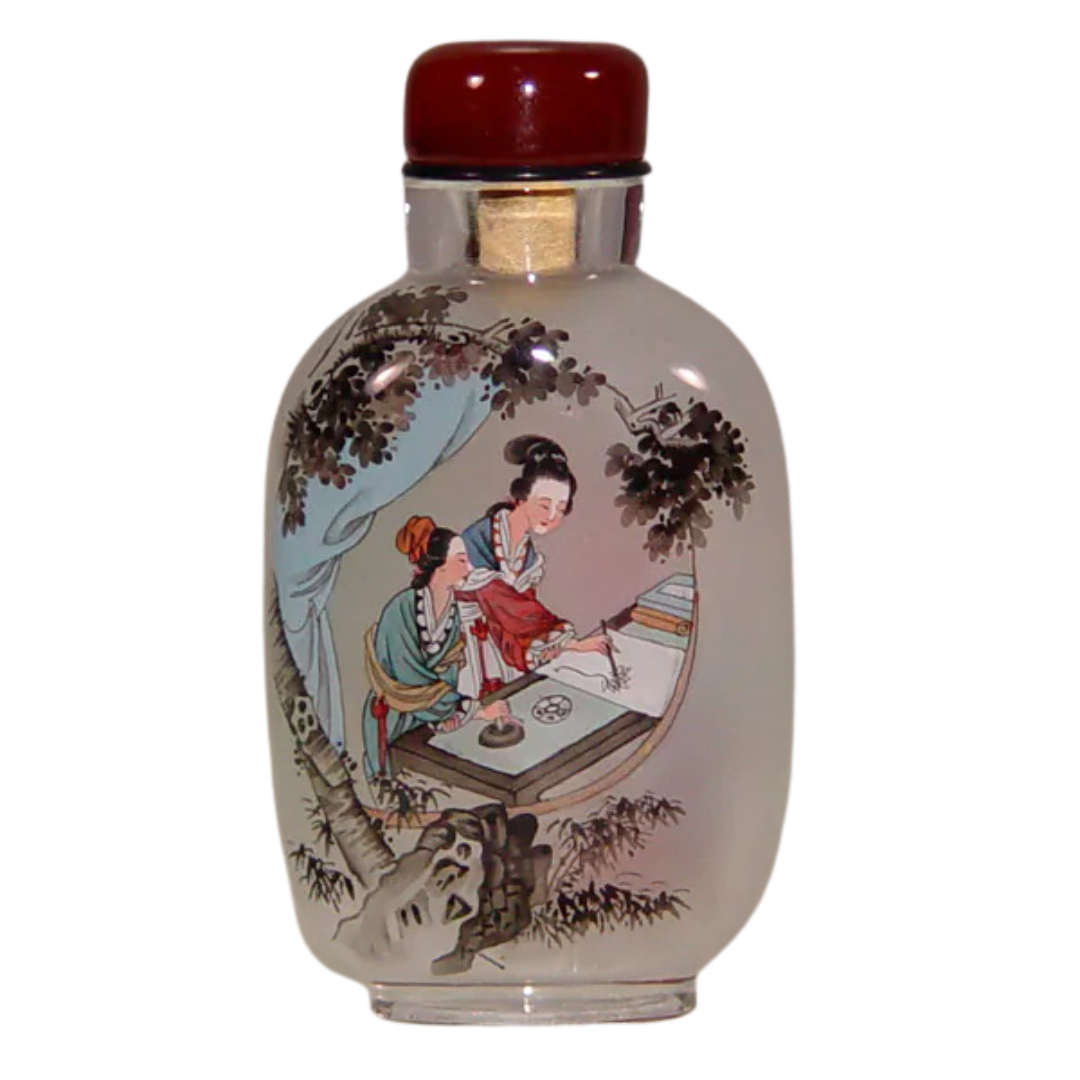 作畫仕女圖鼻煙壺 傳統筆墨演繹古典韻味與藝術匠心