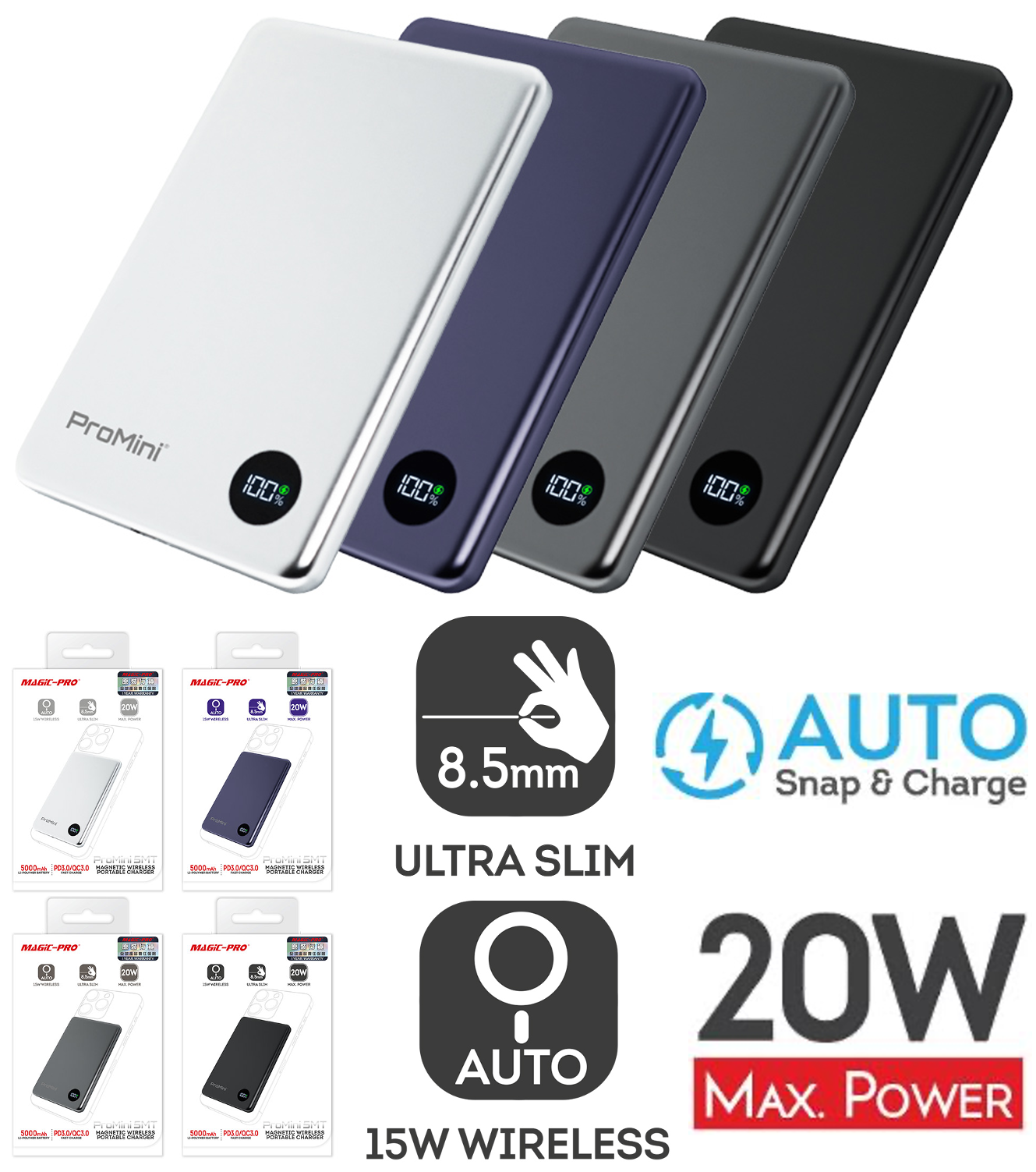 ProMini 5MT 5000mAh Magnetic Wireless Portable Charger