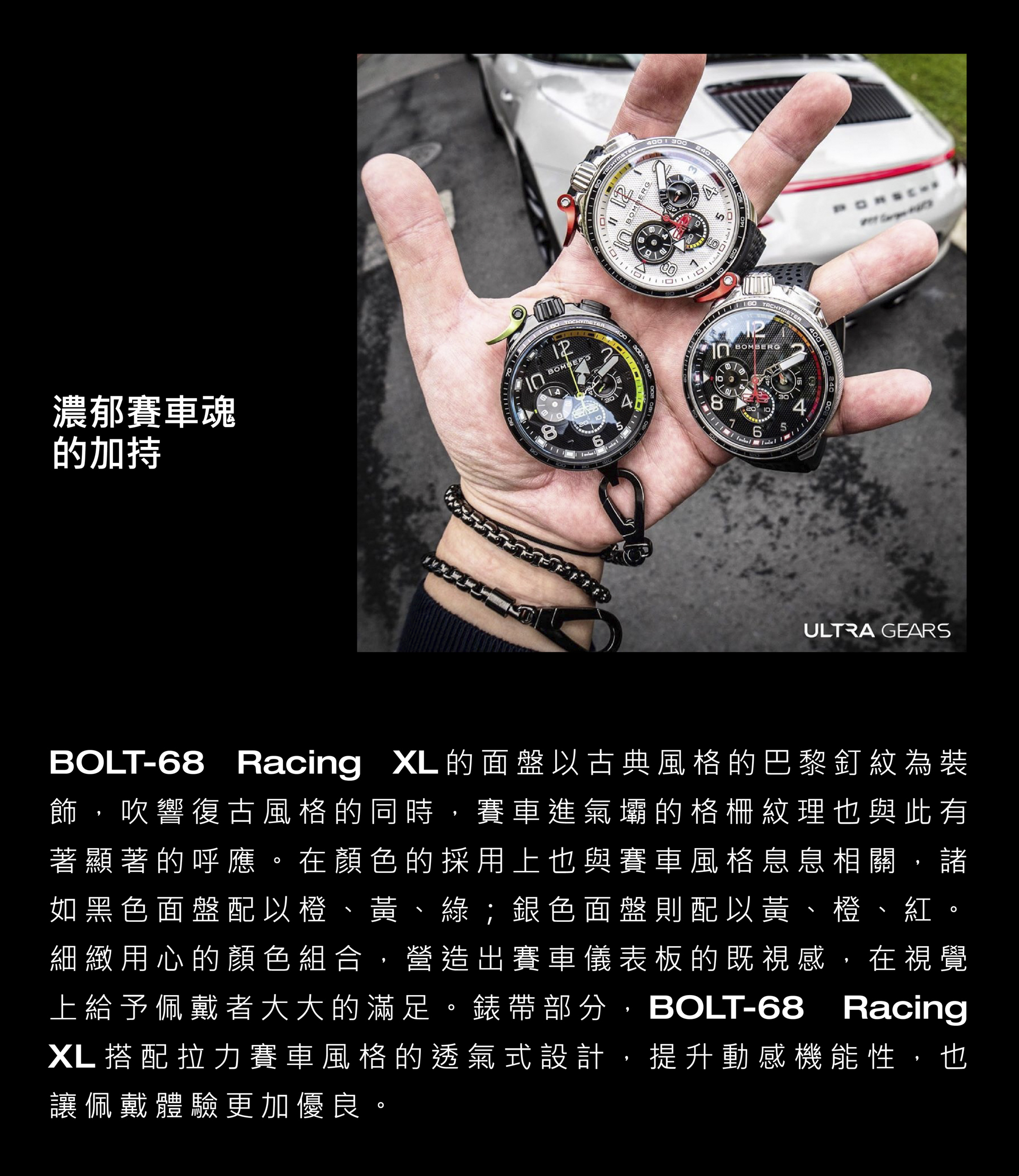 BOMBERG_BOLT-68 Racing_黑綠XL賽車計時碼錶_BS45CHPBA.059-1.10