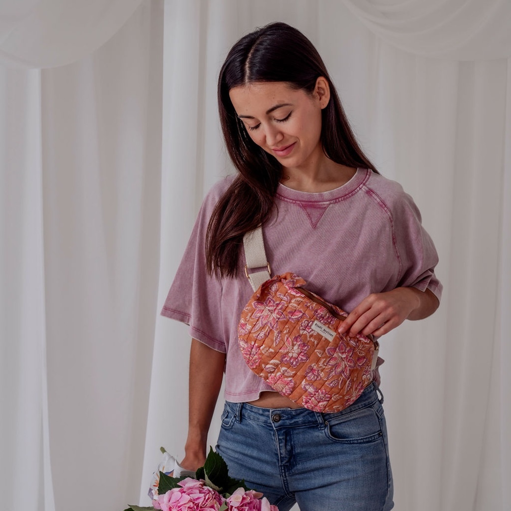 馬蒂哈焦糖榛果棕混粉紫 | 單肩包