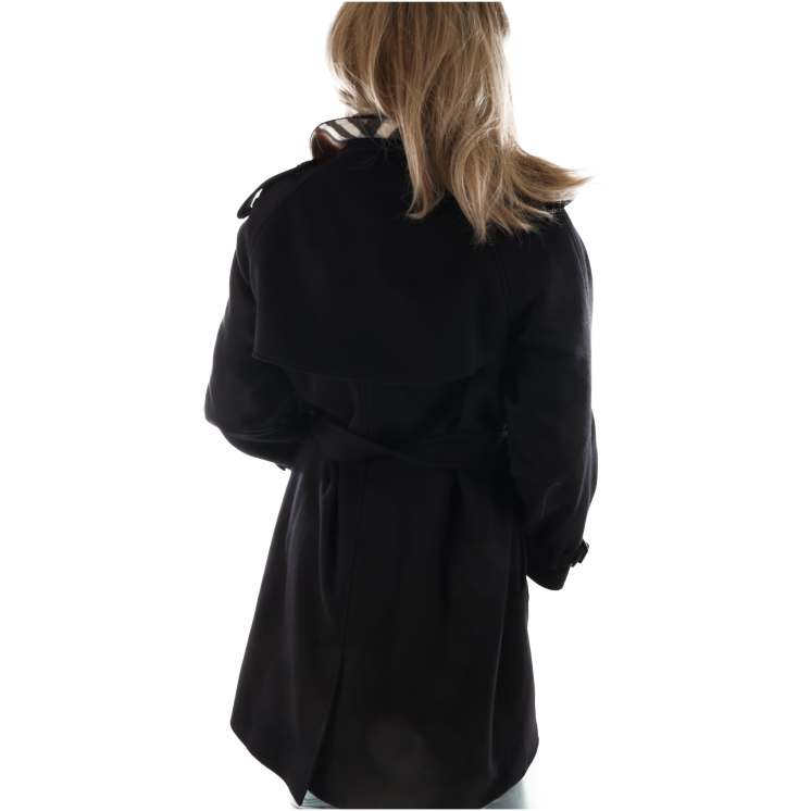 1BR0329-003 BURBERRY Lakehurst Mantel Wolle Und Cashmere Black #80911421 (C-EU-E)