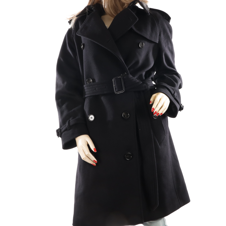 1BR0329-003 BURBERRY Lakehurst Mantel Wolle Und Cashmere Black #80911421 (C-EU-E)