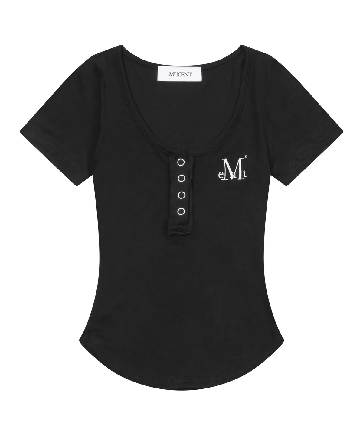 MUCENT HARING SIGNATURE LOGO SNAP BUTTON U NECK HALF TEE