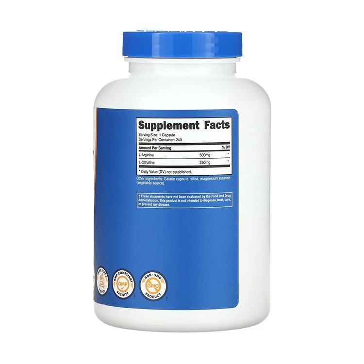 Nutricost, L-Arginine + L-Citrulline, 240 Capsules