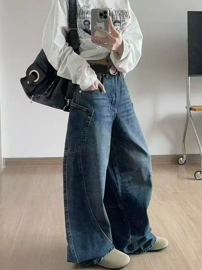 (GOAL) 韓版 大口袋水洗 彎刀褲 61533