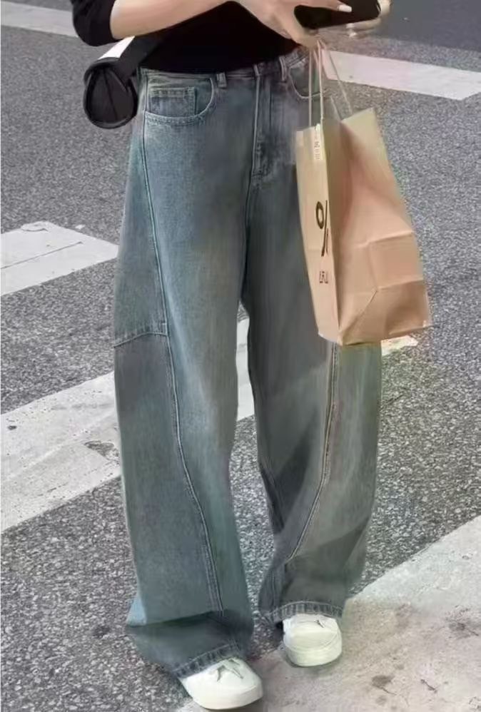 (GOAL) 韓版 素面水洗 彎刀褲 10381