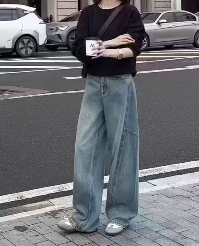 (GOAL) 韓版 素面水洗 彎刀褲 10381