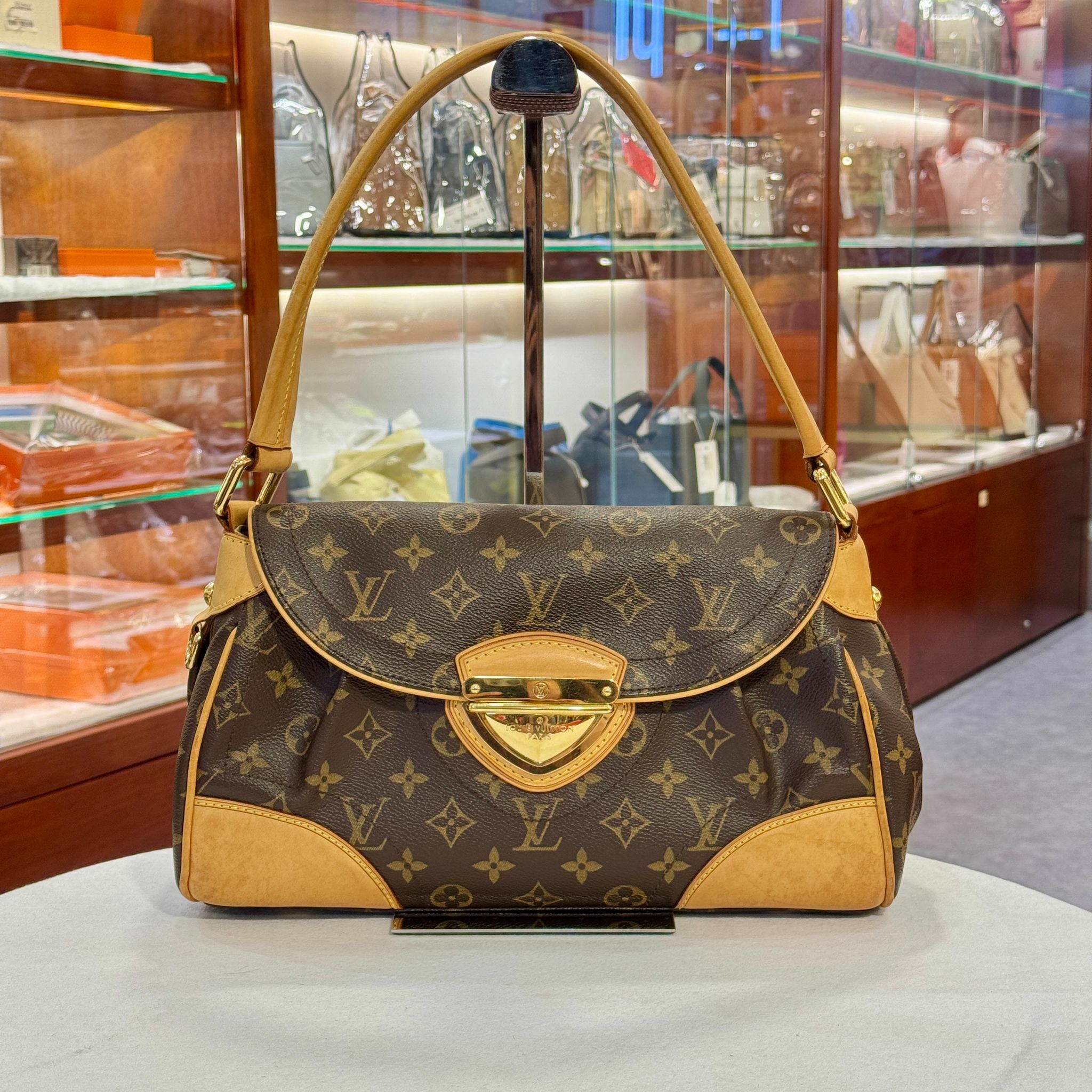 85%NEW二手LV單肩包 M40121 啡色MONOGRAM/金扣 BEVERLY MM #香榭站正品