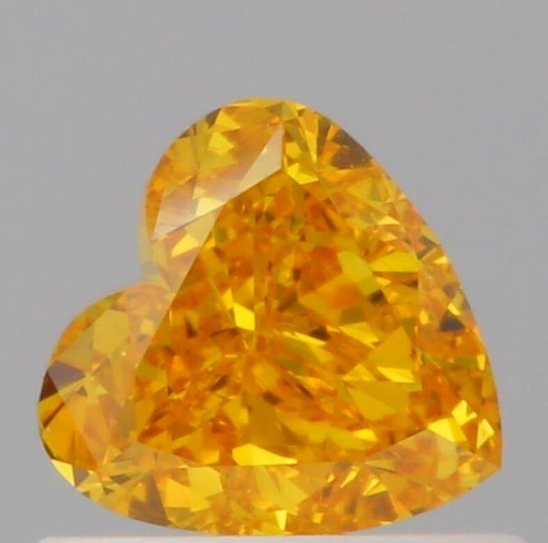 GIA心形黃鑽石 0.51ct Natural, Fancy Vivid Orangy Yellow, Even VS2 VG VG NONE