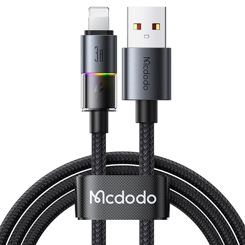 Mcdodo 麥多多 Lightning/iPhone充電線傳輸線快充線編織線 LED 彩虹 1.2M