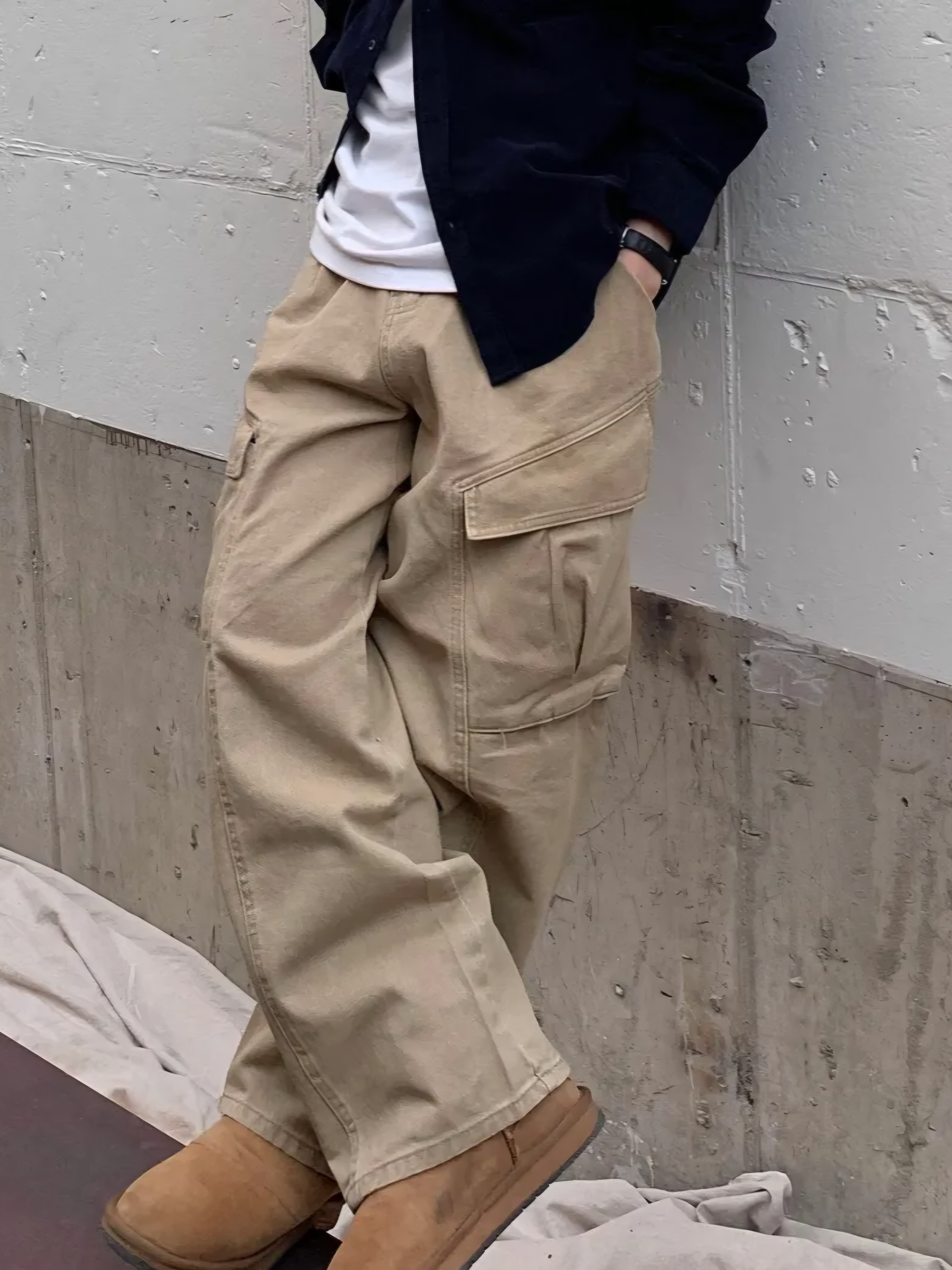 斜口袋工裝休閒褲