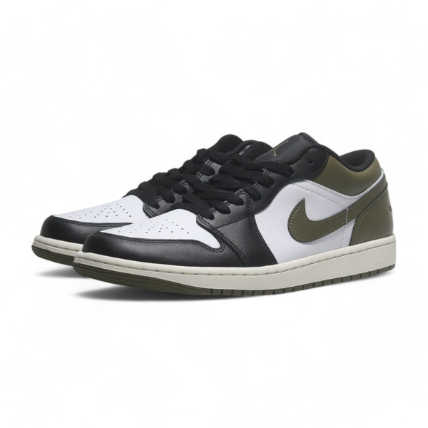 NIKE 休閒鞋 AIR JORDAN 1 LOW 白黑 橄欖綠 AJ1 男 553558-092