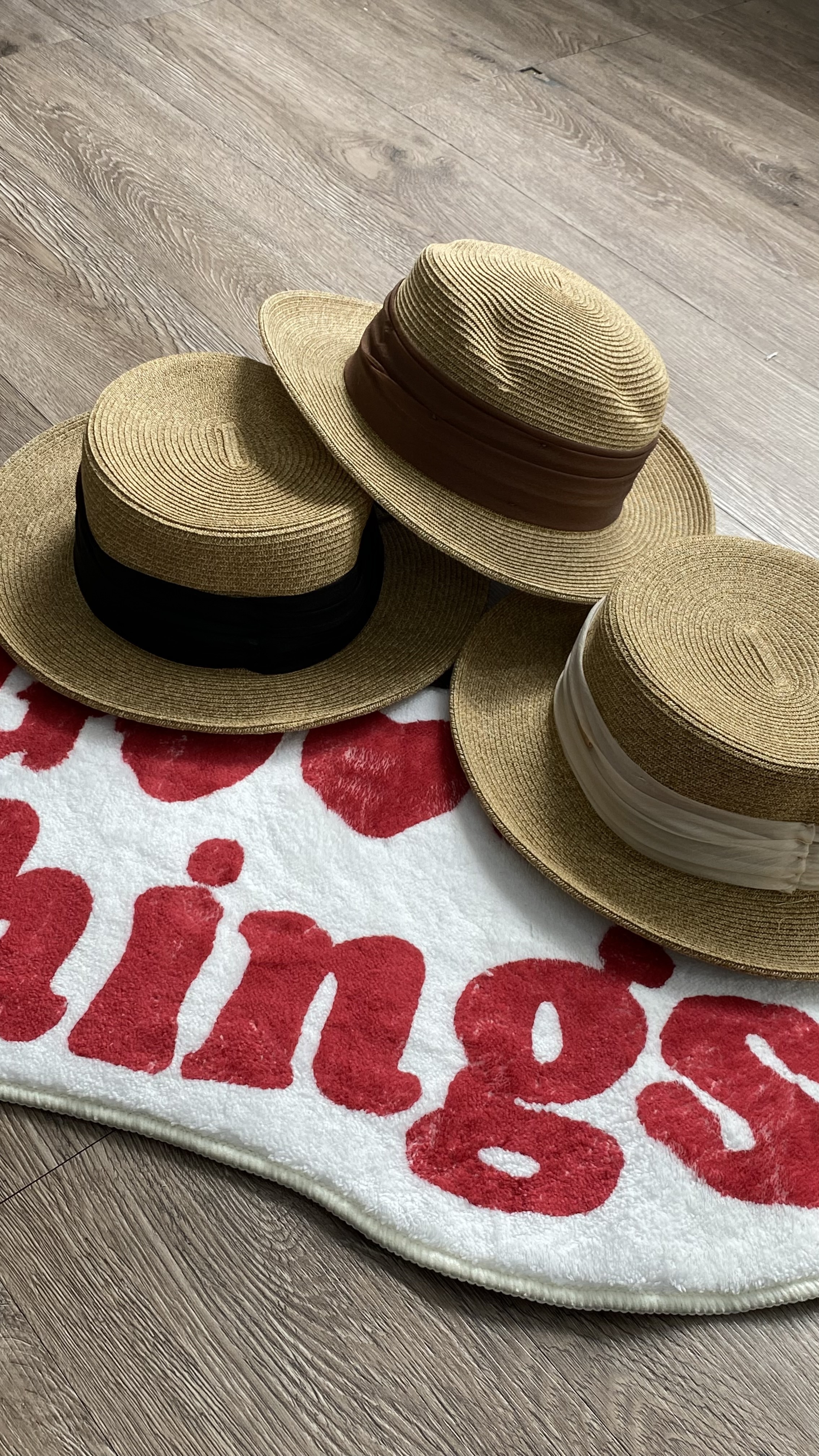 絲綢緞帶掛繩可拆式草編帽