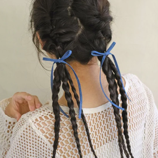 牛仔蝴蝶結髮插