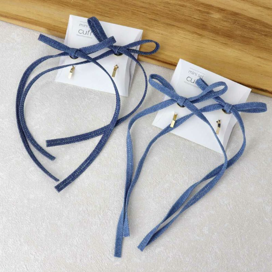 牛仔蝴蝶結髮插