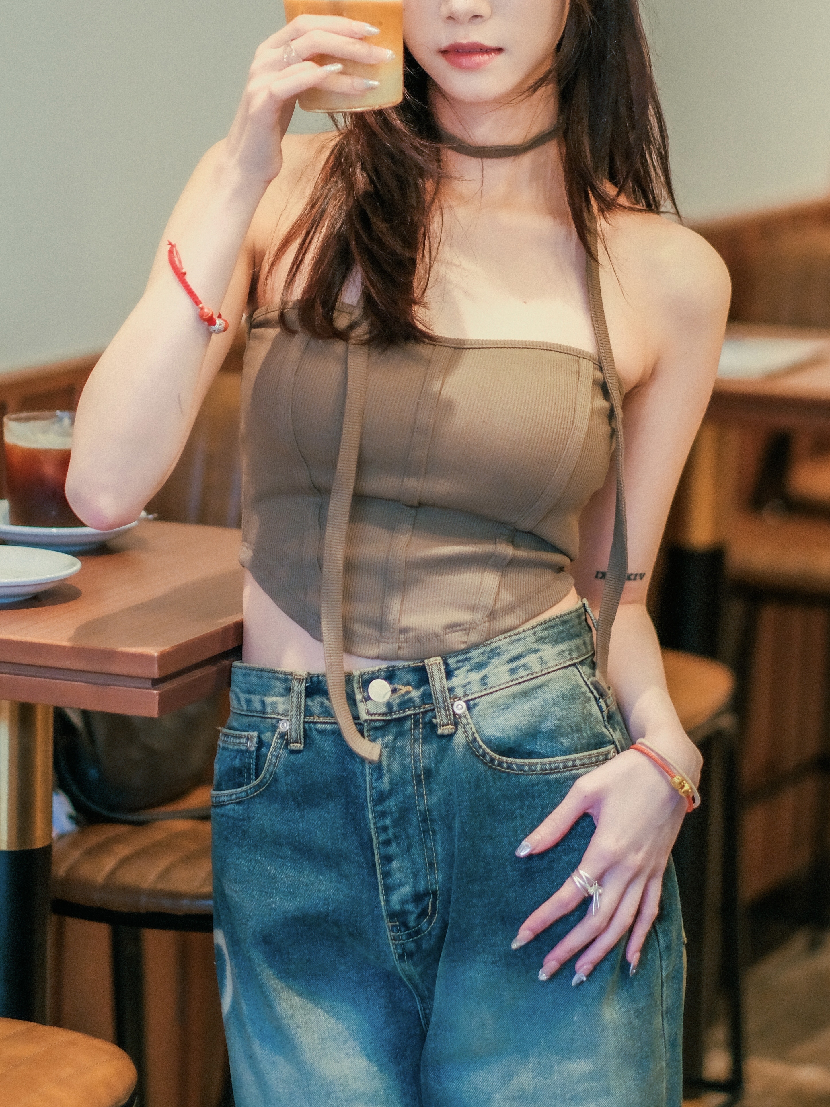 帥氣女孩必備～Scarf Tube Top Set