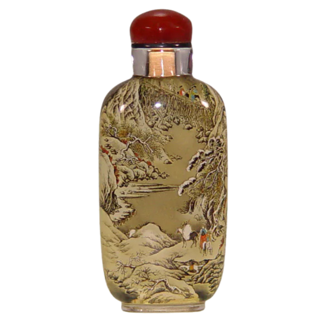 劍閣圖鼻煙壺 雄關險峻展現壯麗山川與歷史韻味