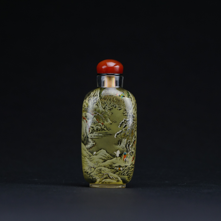 鹿港窯典藏級內畫工藝|劍閣圖鼻煙壺 雄關險峻展現壯麗山川與歷史韻味